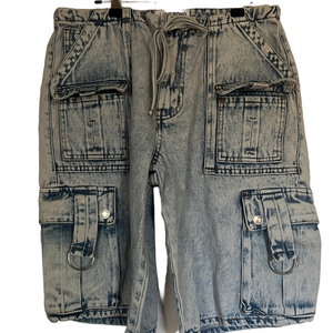 Love SoHo Light Blue Jean Cargo Shorts - Juniors | Sz 9 | EUC
